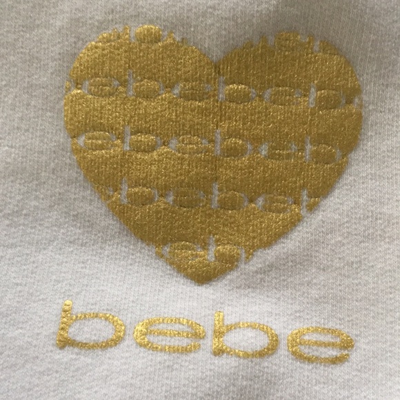 COPY - BEBE White Zip-Up Hoodie with Gold Glittery Heart - Picture 3 of 11